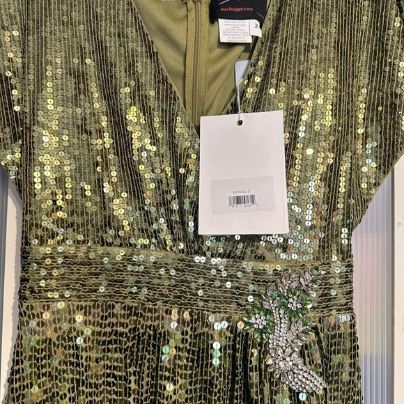 (252) ❤️ BNWT MAC DUGGAL SEQUINED BUTTERFLY SLEEVE WRAP OVER A LINE GOWN #10773 - Picture 11 of 14